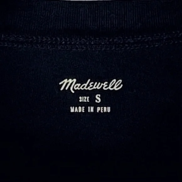 MADEWELL Women's High Quality Stretchy Reverse Drop Tail Black T-shirt Size S - Picture 4 of 4